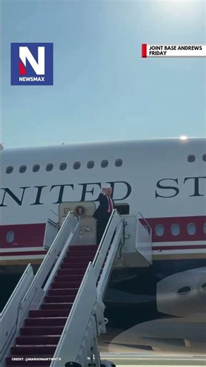 President Donald Trump boards the new Air Force One for his trip to North Dakota.