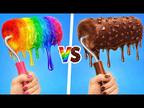 Rainbow vs Chocolate Cooking Challenge 🌈🍫 Trik Memasak Mewah vs Murah! 😱