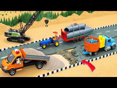 DIY Mini Tractor & JCB cable crane a Concrete Road | Cement mixer roller | Science Project
