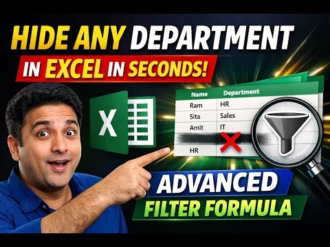 Hide Any Department in Excel in Second Advanced FILTER Formula #ExcelAdvanced #ExcelFilter#ExcelTips