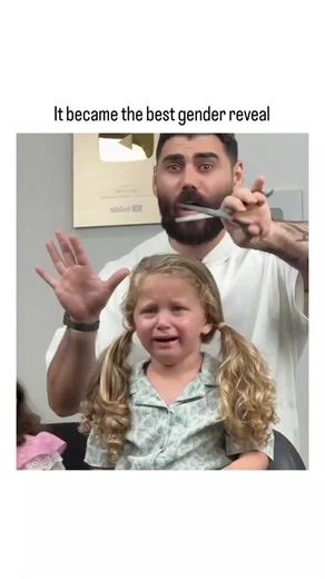 TrendPulseDaily/trending video on Instagram: "The post shares a 35-second video of a young boy receiving his first haircut, crying profusely during the process but calming afterward, with the caption humorously framing it as a "gender reveal" by transforming his long curls into a short style that emphasizes his boyish features. This tradition, common in Lebanese and some Middle Eastern cultures, involves letting boys' hair grow until ages 3-5 before the initial cut as a rite of passage, often ev