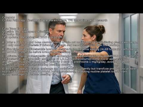 TPE Innovations and Research, Therapeutic plasma exchange, Clinical Pathology - Full Vignette with E