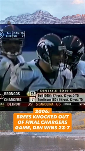 Rocky Mountain Replay on Instagram: "2006: Denver improved to 13-3 to round out their 2005 season by beating San Diego. It was Drew Brees’ final game with SD, exiting with a shoulder injury and leaving for NO the next offseason. . . #broncos #chargers #denver #nfl #brees"