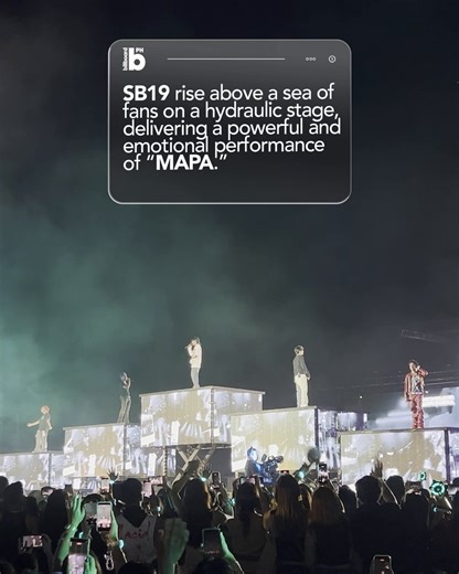 SB19 (@SB19Official) rise above a sea of fans on a hydraulic stage, delivering a powerful and emotional performance of “MAPA.”Read more here: https://t.co/Drz5WjGX0V#BillboardPhilippines #BillboardPH