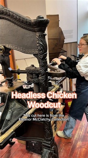 Printing one of the most disturbing woodcuts in our print shop at the Sacramento History Museum