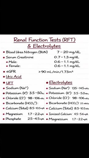 Understanding CBC, RFT & Electrolytes - Normal Values Explained