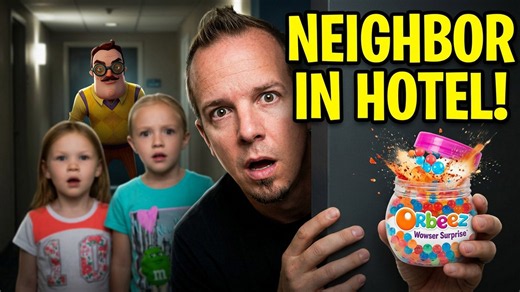 Hello Neighbor in Real Life in a Hotel! He Booked a Room!! Orbeez Wowser Suprise Scavenger Hunt!