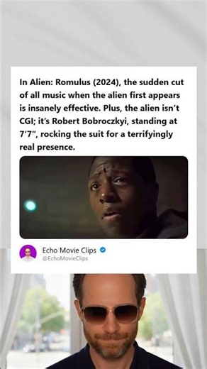 Alien Romulus 2024 Sudden Music Cut and 77 Robert Bobroczkyi in Alien Suit