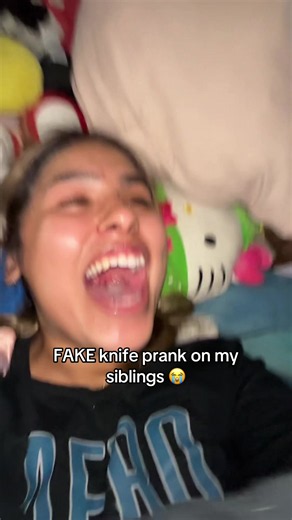 They actually thought it was real 😭💔 #navarrosiblings #prank | fake knife prank toy