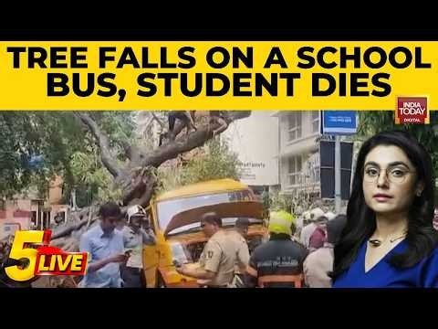Breaking News: Student Dies, 4 Injured As Tree Collapses On School Bus In Chembur | Mumbai Monsoon