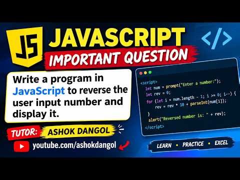 JavaScript Important Question | Reverse a Number in JavaScript | NEB Grade 12 Computer Science |