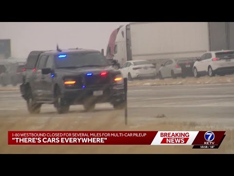 I-80 westbound closed for several miles for multi-car pileup