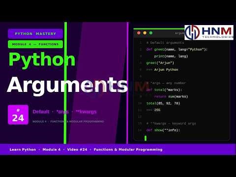Python Function Arguments Explained | Default, Keyword & args | HNM TECHNOLOGIES