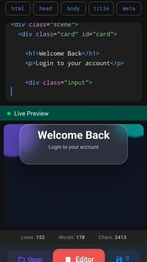 3D Glass Login Page Using HTML CSS & JavaScript 🔥 | Glassmorphism UI Design