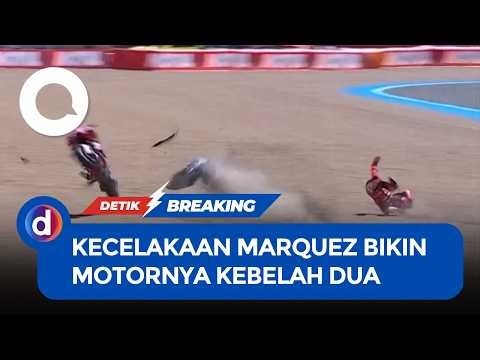 Detik-detik Kecelakaan Marquez, Motornya Hancur Kebelah Dua
