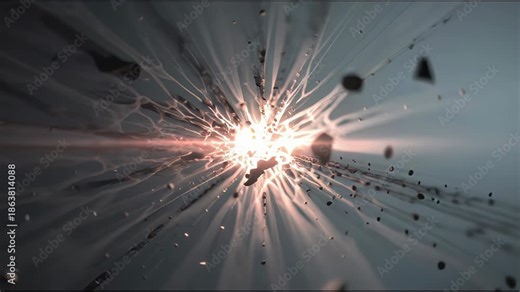 A bright explosion occurs suddenly in a dark environment with layered light effects.