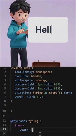 Episode 08 - CSS Typing Effect in 10 Lines of Code 🔥 | HTML & CSS Tutorial #short #cssanimation