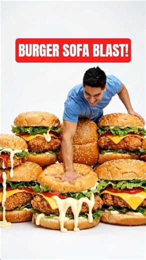 He Sat On A Giant Chicken Burger Sofa… Mayo And Sauce Exploded Everywhere! 😂 #Shorts #ViralShorts