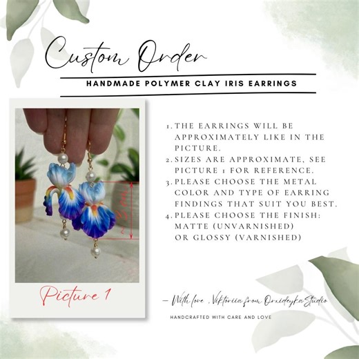 Handmade Polymer Clay Blue Violet Iris Earrings, Faux Pearl Floral Bridal Statement Jewelry, Wedding Gift for Bride, Blue Flower Dangle Drop - Etsy
