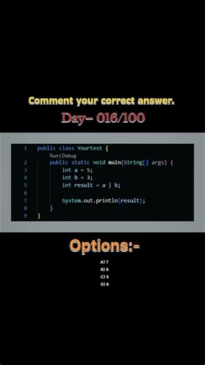 Java Operator question || Coding challenge || Day - 016/100