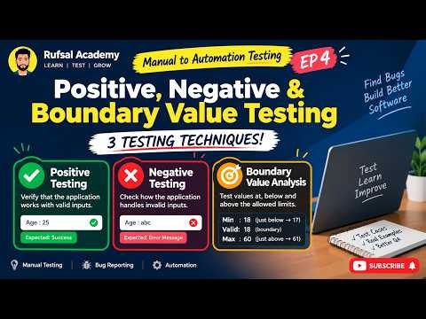 Positive, Negative & Boundary Value Testing | Manual to Automation Testing – Ep 4