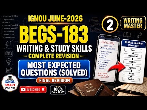BEGS-183 Writing and Study Skills | Most Important Questions | Exam Special Marathon IGNOU EXAMS 26