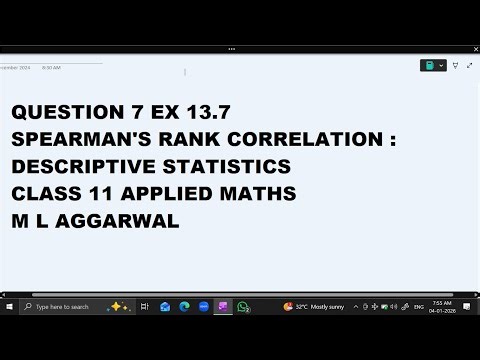 Ques 7 Ex 13.7 Spearman's Rank Descriptive Statistics: Class 11 Applied Maths ML Aggarwal