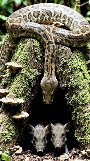 Python Stalks Hidden Piglets! 🐍 🐗 #shorts