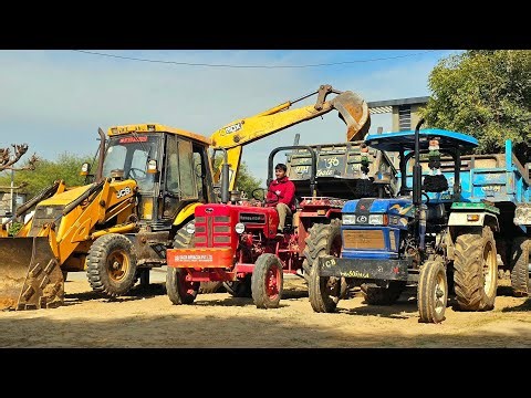 JCB 3dx Eco Machine Loading Mud in Trolley Mahindra 575 got Fired While Run Swaraj 855 Kubota Models
