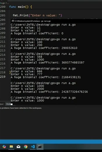 go | Euler project ' A huge binomial coefficient' | CodeLearning