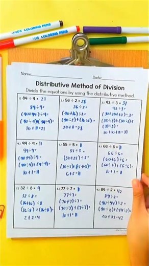 Distributive Property of Division Worksheets Math Practice for 3rd, 4th & 5th Grade Students