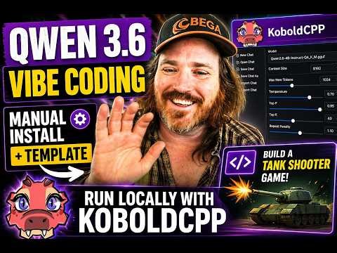 Qwen 3.6 Vibe Coding — Run Locally with KoboldCPP (Manual Install + Template)