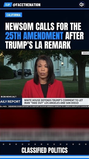 Newsom Calls for the 25th Amendment on Trump‼️ #shorts