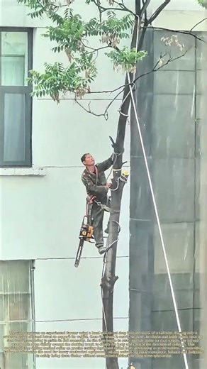 Felling With Caution: How a Farmer Safely Takes Down a Partially Cut Tree by Hand