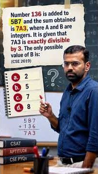 UPSC CSAT 2019 Solved! 🧩 Find Value of B | Divisibility Trick #UPSC #Shorts 🎯