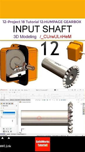 12- Project 18| Humpage Gearbox |SolidWorks Tutorial : input bevel shaft #CAD #CAM #drawing
