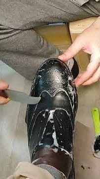 For just $1 watch these black shoes go from dull to mirror shine — satisfying ASMR. PART 2