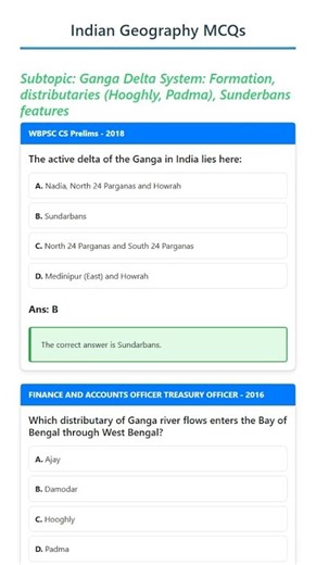 Ganga Delta System: Formation, distributaries Hooghly, Padma, Sunderbans features