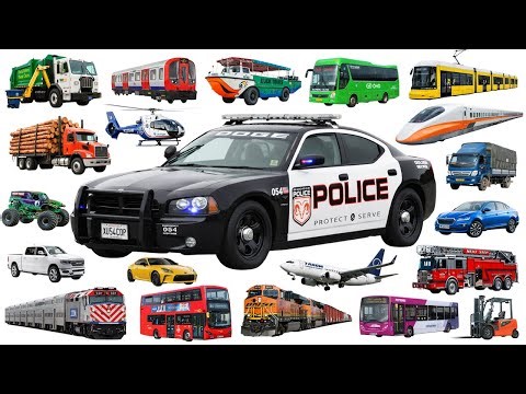 Police Car, Fire Truck, Garbage Truck | Vehicle Names in English for Kids