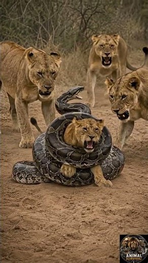 A Giant Python Challenged An Entire Lion Pride