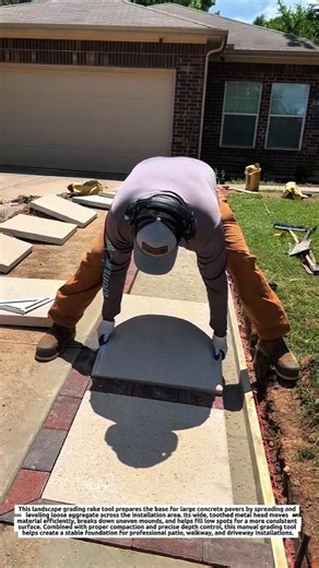 Landscape Grading Rake Tool Levels Aggregate Base for Large Concrete Pavers with Precision & Control