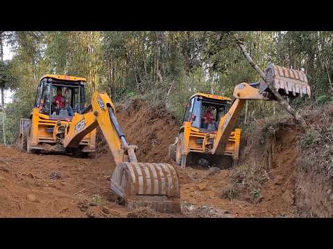 JCB Backhoe Loader - Hilly Road Construction - JCB Cutting Hilly Road - JCB Dozer Video 38