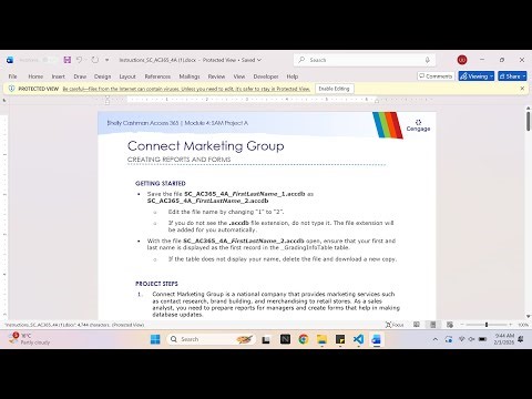 Shelly Cashman Access 365 | Module 4: SAM Project A Connect Marketing Group