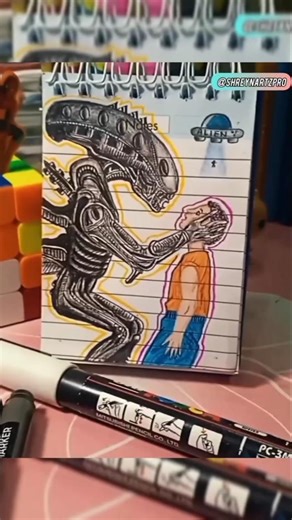 "What If Aliens Invaded Earth? 👽” #drawing#alien#artshorts#youtubeshorts#horrordrawing#art