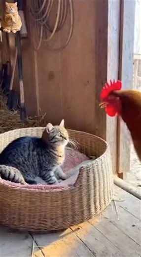 The cat said it was just about to rest for a while when the chicken came to ask for help #cat