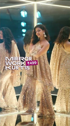 Mirror Work Kurti Sets at ₹499! Effortless charm, all-day. Look Myntra everyday