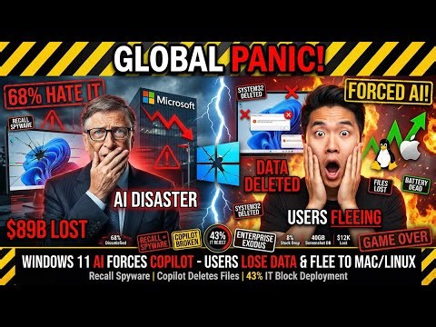 Windows 11 AI DISASTER: Copilot Deletes User Files, Recall = Spyware (Microsoft in PANIC!)