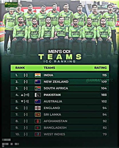 Pakistan rises to No.4 in ODI rankings