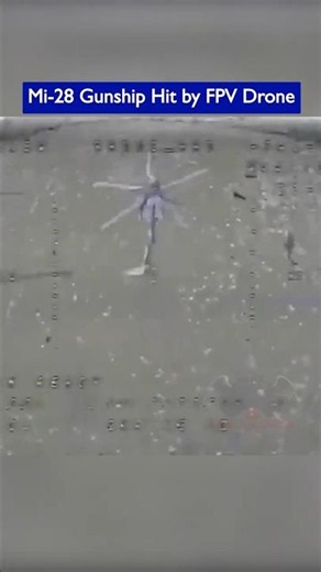 Russian Mi-28 Gunship Hit by FPV Drone Mid-Air From Above!!
