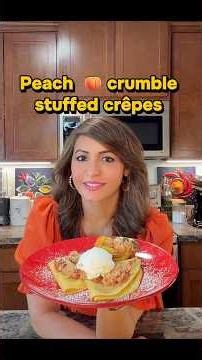 How to make peach 🍑 crumble ￼ and crêpes with whipped cream #easyrecipe #recipe #foryou